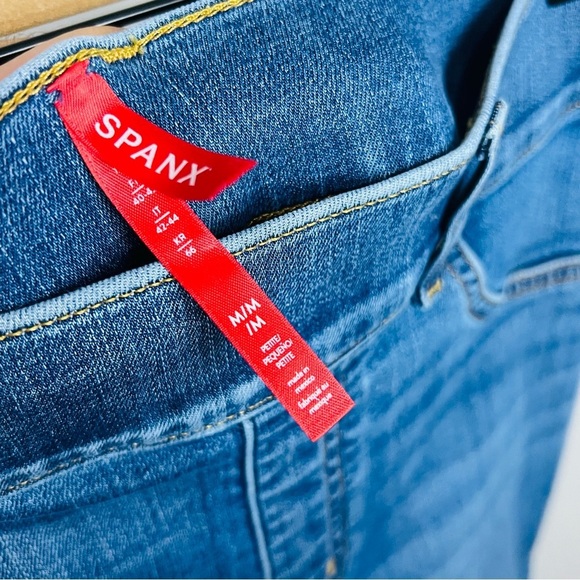 SPANX high rise flare dark wash blue jeans size medium - Picture 6 of 9
